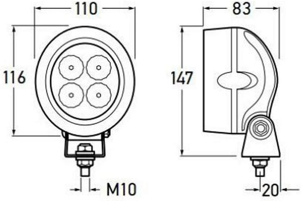 HELLA - LED-Arbeitsscheinwerfer - Mega Beam Gen. IV - 12/24V - 2500lm - Anbau/geschraubt - stehend -