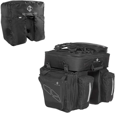 M-Wave Gepäcktasche 3-fach Traveller, schwarz/ grau, 62 l inkl. Regenhaube Single, inkl. Regenhaube