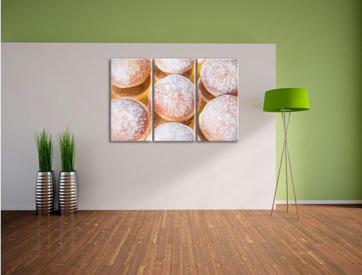 Pixxprint Süsse Berliner Bunstift Effekt 3-Teiler Leinwandbild 120x80 Bild auf Leinwand