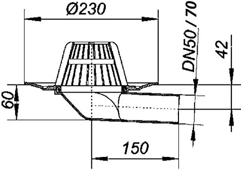 Upmann Flachdachablauf DN 50 waagerecht 80476 DN50 - waagerecht, DN50 - waagerecht