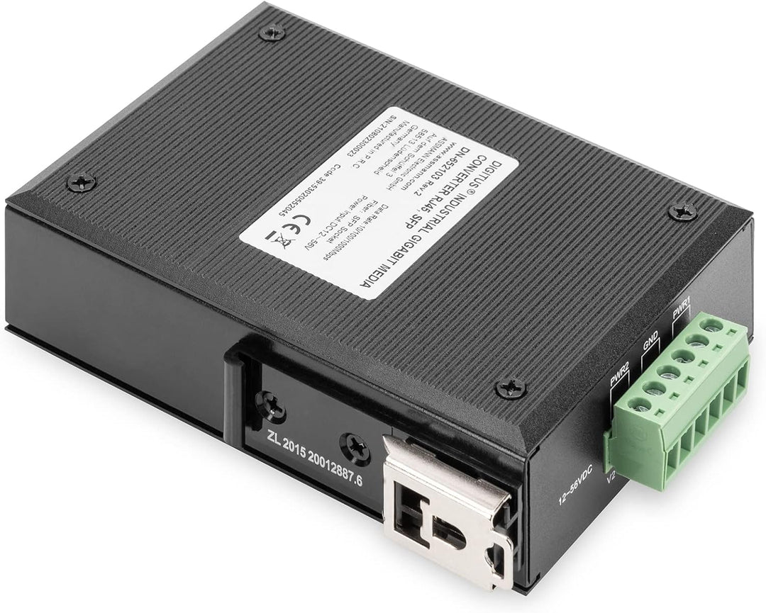 DIGITUS DIN-Rail Medienkonverter - SFP Port - Gbit Ethernet - RJ45 / SFP - 10/100/1000BaseTX zu 1000