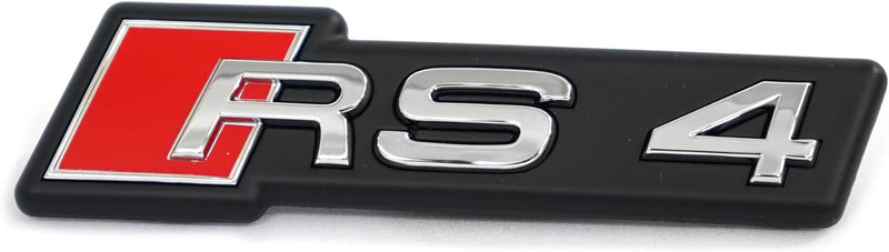 Audi 8W0853736H2ZZ Schriftzug RS4 Kühlergrill Clip Emblem Logo Plakette, Chrom/rot, für Facelift ab