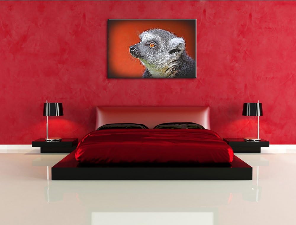 wachsamer Katta Deluxe Format: 100x70 cm auf Leinwand, XXL riesige Bilder fertig gerahmt mit Keilrah
