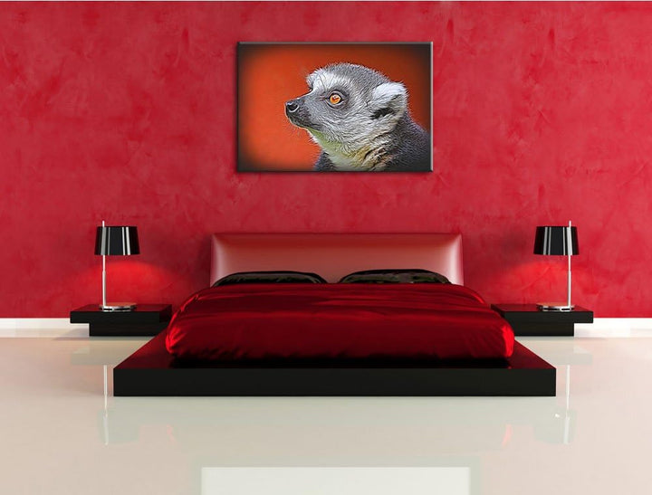 wachsamer Katta Deluxe Format: 100x70 cm auf Leinwand, XXL riesige Bilder fertig gerahmt mit Keilrah