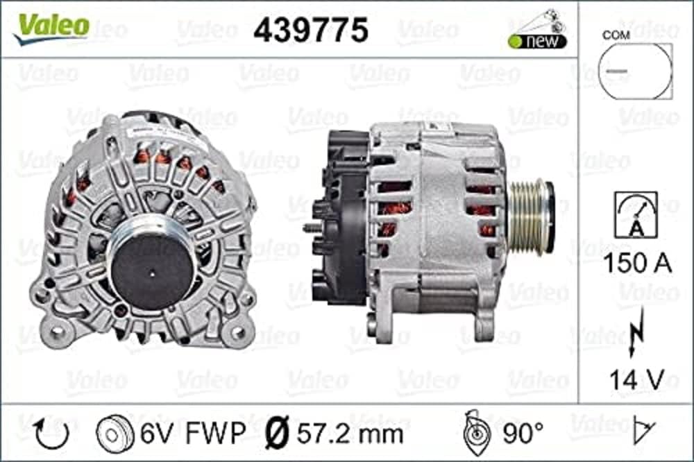 VALEO 439775 Generator Ladestrom des Generators: 150 Amp Rippen: 6 rippen Riemenscheibe Ø: 57,2 mm S