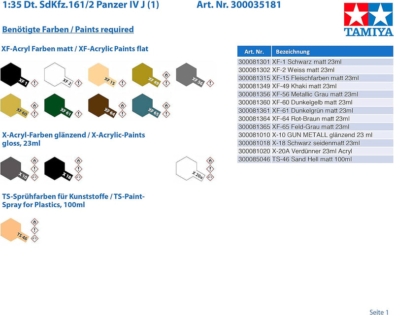 Tamiya TAM35181 1:35 Dt. SdKfz.161/2 Panzer IV J (1), TM35181, Beige