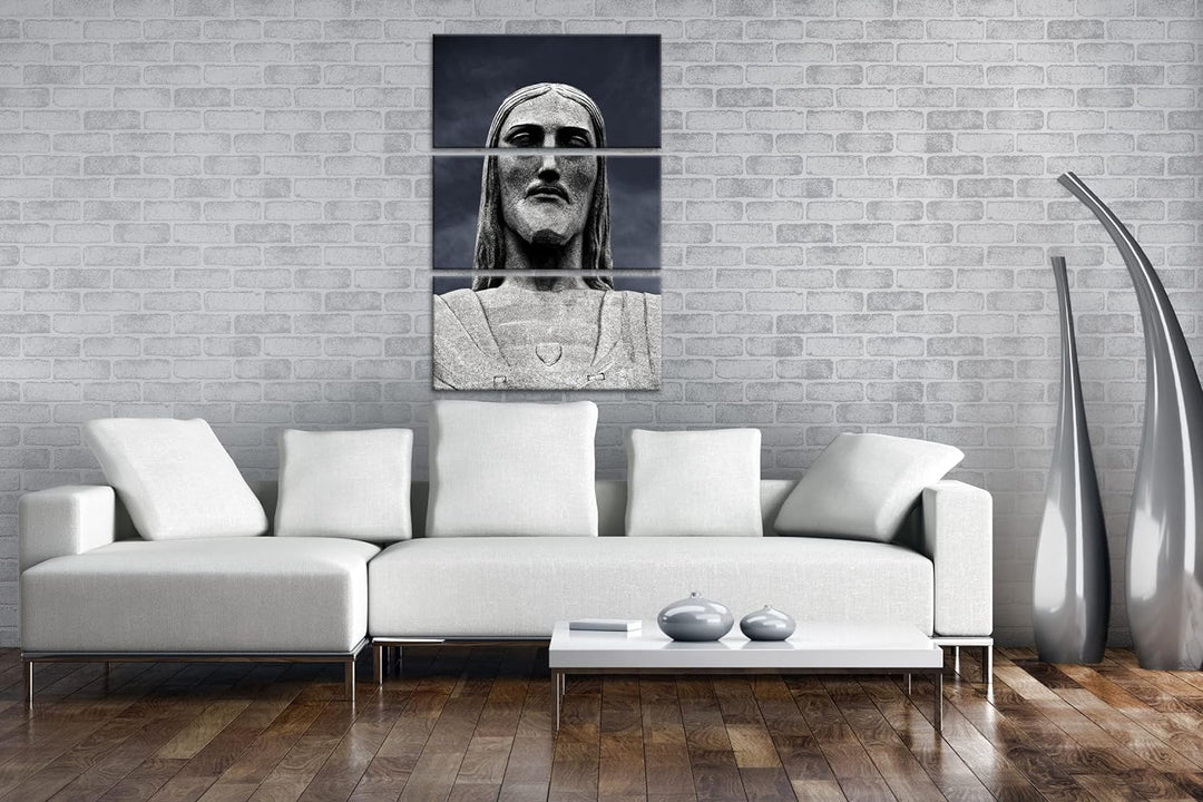 Jesus Statur in Rio de Janeiro Format: 3Teilig als Leinwandbild, Motiv fertig gerahmt auf Echtholzra