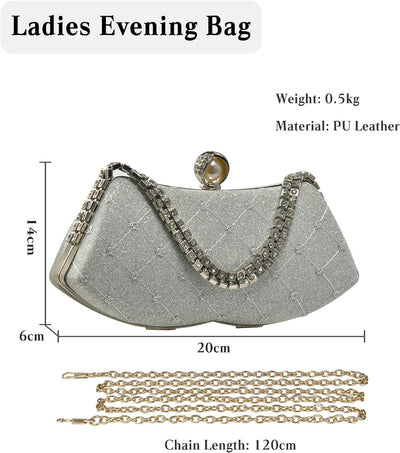 CORIOS Strass Abendtasche für Damen Shiny Diamant Clutch Tasche Elegante Kette Schultertasche Brautt