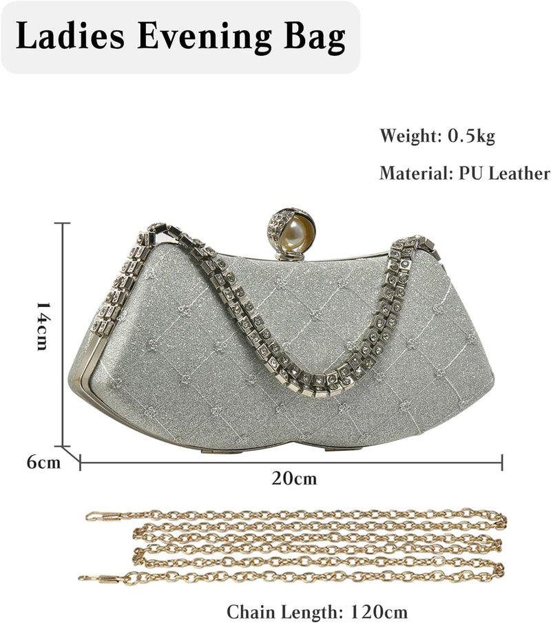 CORIOS Strass Abendtasche für Damen Shiny Diamant Clutch Tasche Elegante Kette Schultertasche Brautt