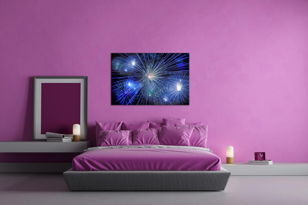 deyoli atemberaubendes Feuerwerk im Format: 80x60 als Leinwandbild, Motiv fertig gerahmt auf Echthol