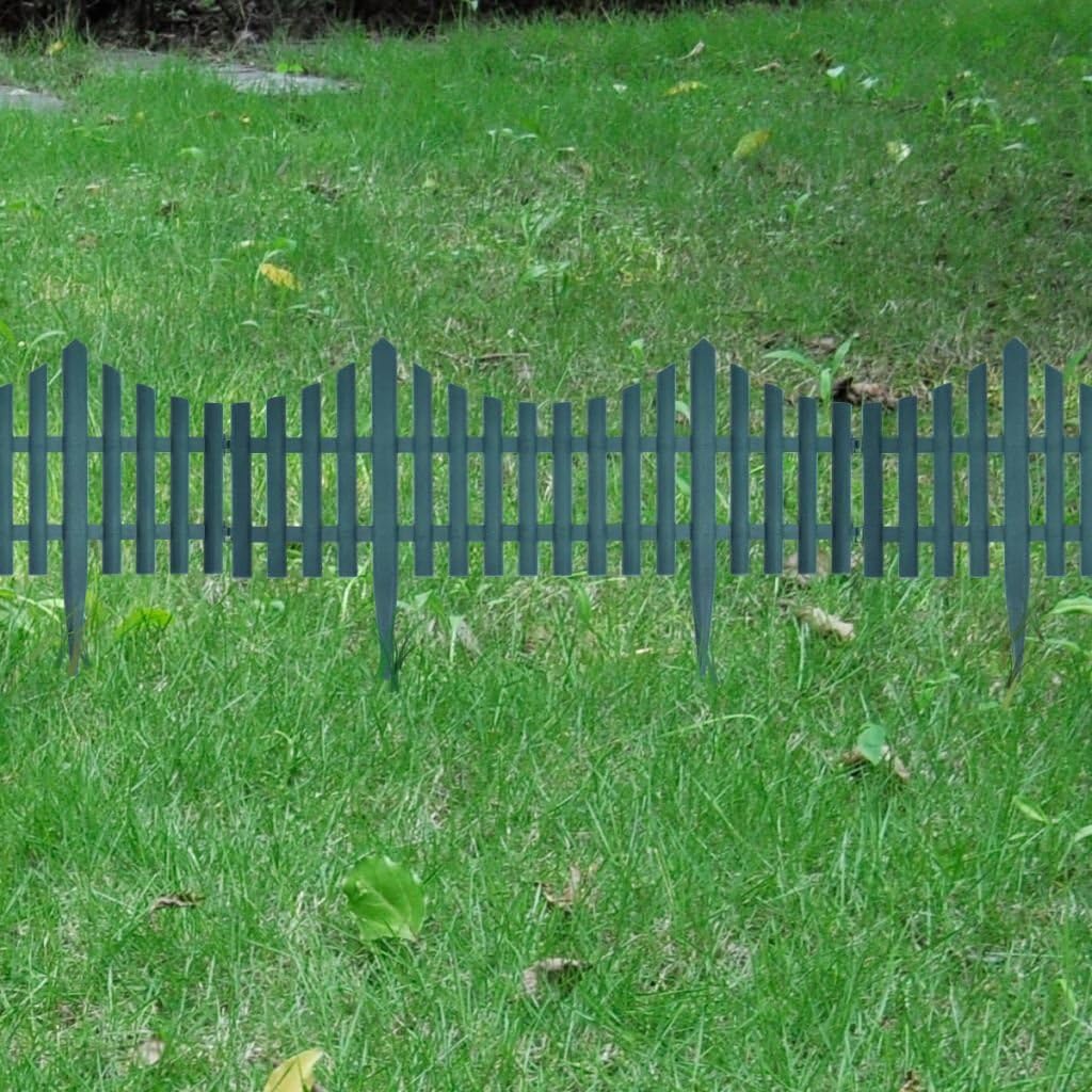 Festnight 17er Set Dekorativer Zaun Gartenzaun Gesamtl?nge ca. 10 m Beeteinfassung Beetumrandung Grü