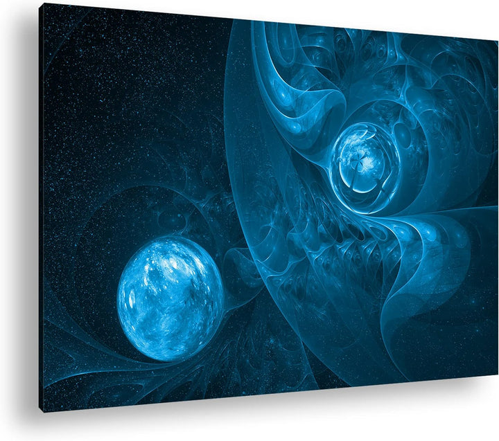deyoli fraktales Kunstwerk Format 80x60 Effekt: Monocrome Blau als Leinwandbild, Motiv fertig gerahm