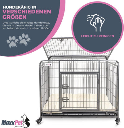 MaxxPet Hundebox - Hundekäfig - Faltbarer Metall-Hundekäfig - Inklusive Hundekissen - Hundetransport