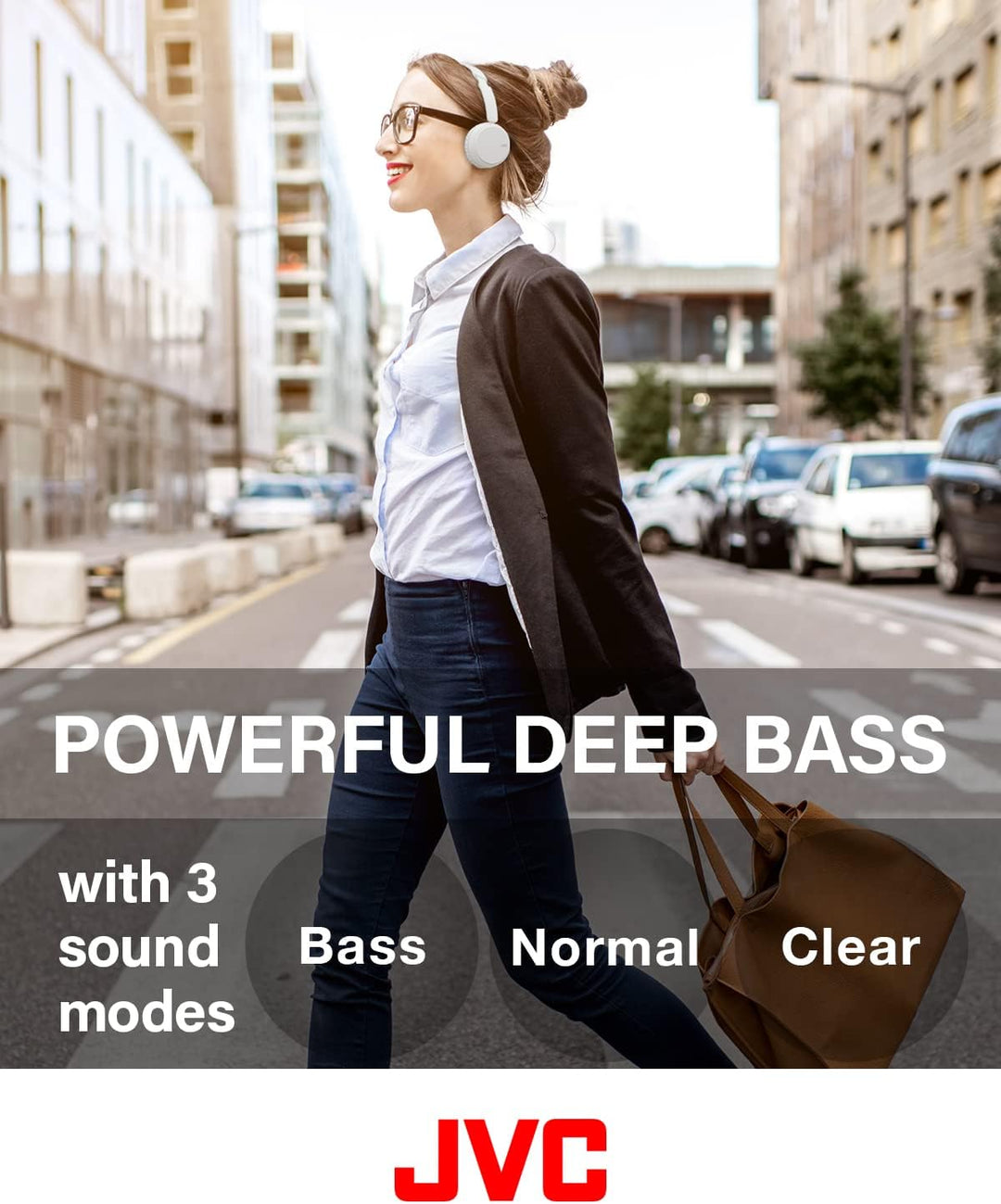 JVC HA-Z37W-W - Bluetooth On-Ear-Kopfhörer, Tiefbass, 3 Klangmodi (Bass/Klar/Normal), 35 Stunden Akk