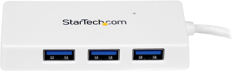 StarTech.com 4 Port USB 3.0 SuperSpeed Hub - Weiss - Portabler externer Mini USB Hub mit eingebautem