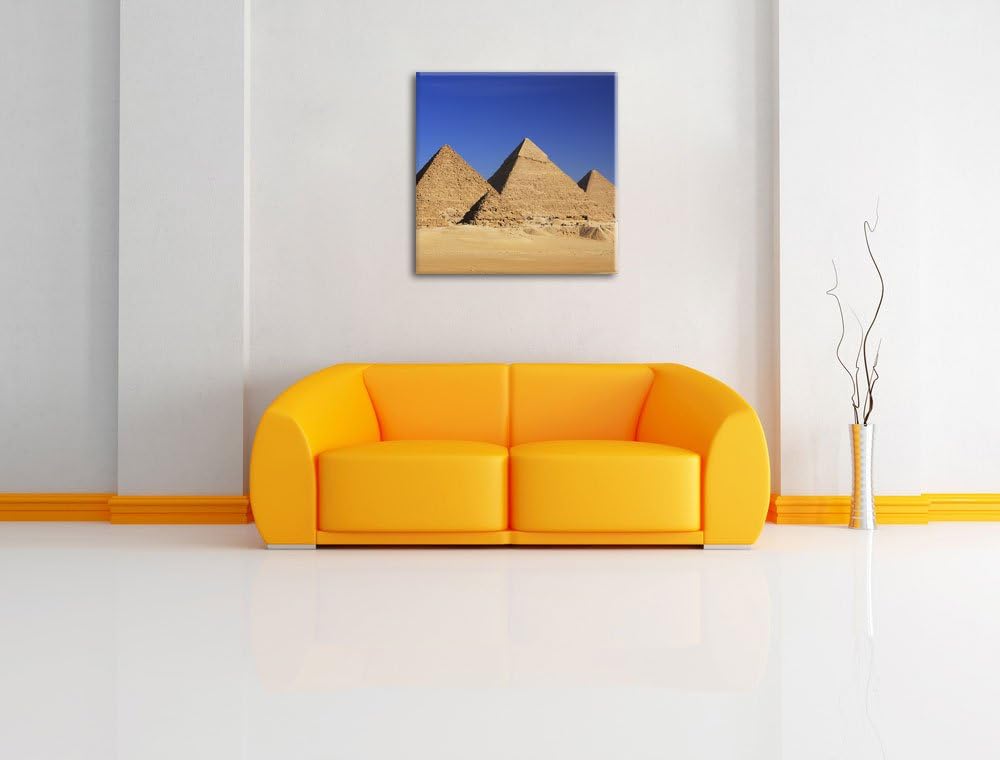 Pixxprint Pyramiden von Gizeh als Leinwandbild/Grösse: 70x70 cm/Wandbild/Kunstdruck/fertig bespannt,