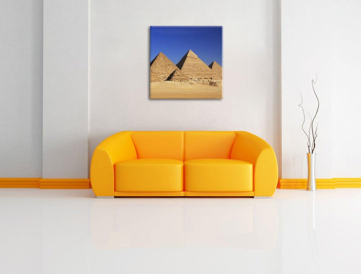 Pixxprint Pyramiden von Gizeh als Leinwandbild/Grösse: 70x70 cm/Wandbild/Kunstdruck/fertig bespannt,