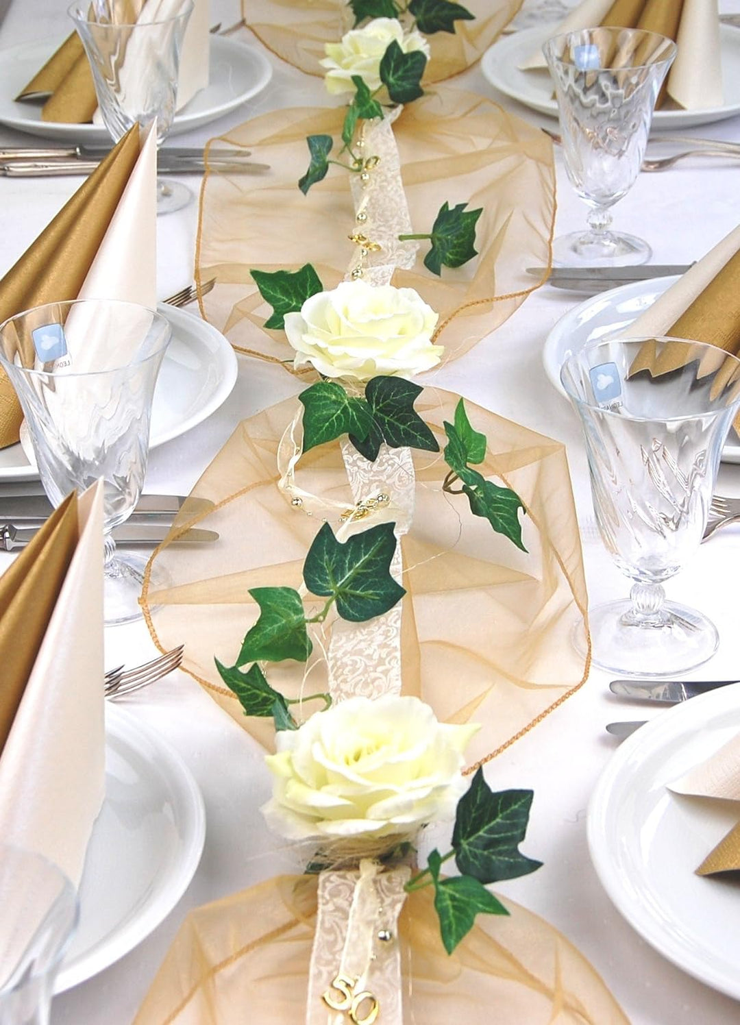 Fibula [Style] ® Komplettset"Elegance" Grösse S Tischdekoration für Goldene Hochzeit für ca. 8-10 Pe