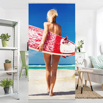 Bilderwelten Raumteiler Surfergirl 250x120cm inkl. transparenter Halterung 250x120cm incl. transpare