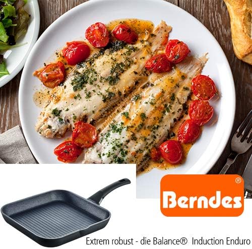 Berndes Grillpfanne Balance Enduro 28 cm, Induktion, Pfanne extrem kratzfest, Guss-Optik, antihaft b