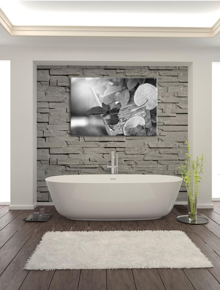 Pixxprint Mojito Cocktail als Leinwandbild/Grösse: 100x70 / Wandbild/Kunstdruck/fertig bespannt, 100