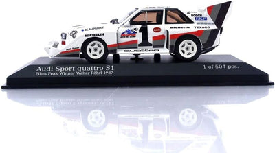 Minichamps 410871201 - AUD. Sport Quattro S1 Walter Rohrl Winner Pikes Peak Hillclimb 1987 - masssta