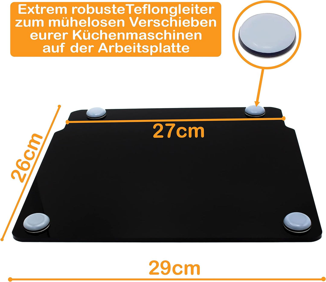 Gleitbrett aus Acryl | schwarz glänzend | 29x26cm für Optigrill Elite GC 750D und vielen weiteren Kü