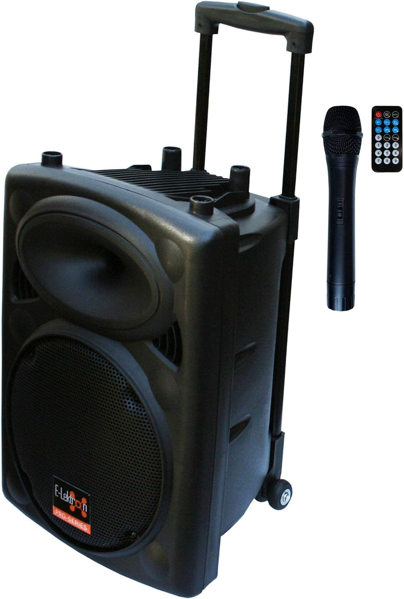 Mobile PA Sound Anlage Akku-MP3-USB-SD inkl. Funkmikrofon 500W Soundsystem E-Lektron EL25-M