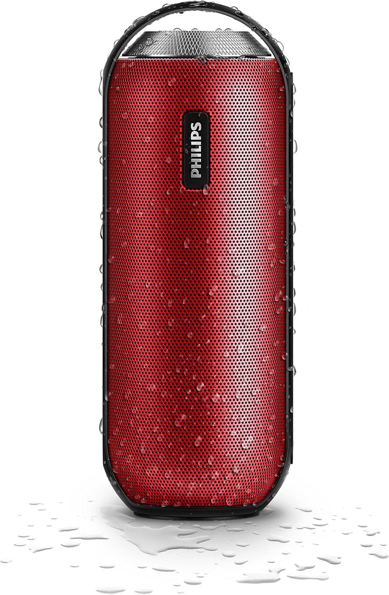 Philips BT6000R/12 tragbarer, kabelloser Lautsprecher (Bluetooth, Spritzwassergeschützt, 12 Watt) ro