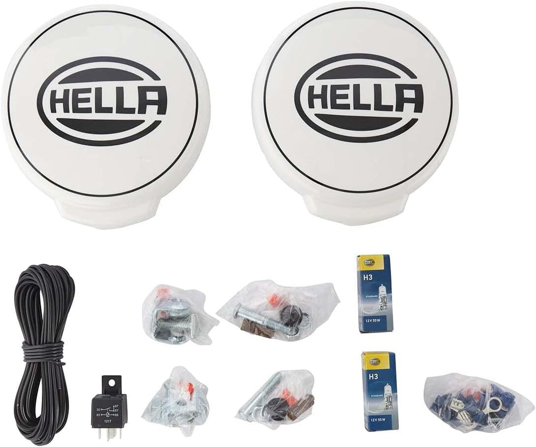 HELLA - FF/Halogen-Fernscheinwerfersatz - Comet FF 500 - 12V - rund - Anbau - glasklare Streuscheibe