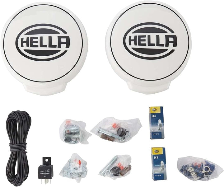 HELLA - FF/Halogen-Fernscheinwerfersatz - Comet FF 500 - 12V - rund - Anbau - glasklare Streuscheibe
