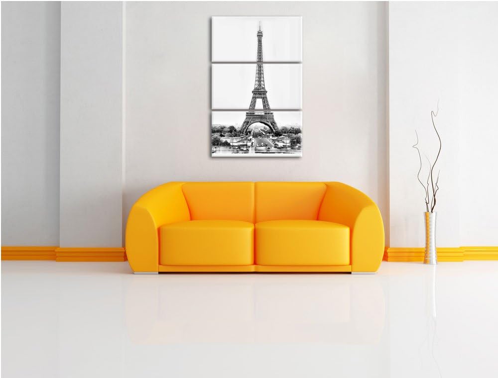 Pixxprint gigantischer Eifelturm als Leinwandbild/Grösse: 3 Teilig (120x80 cm) cm/Wandbild/Kunstdruc