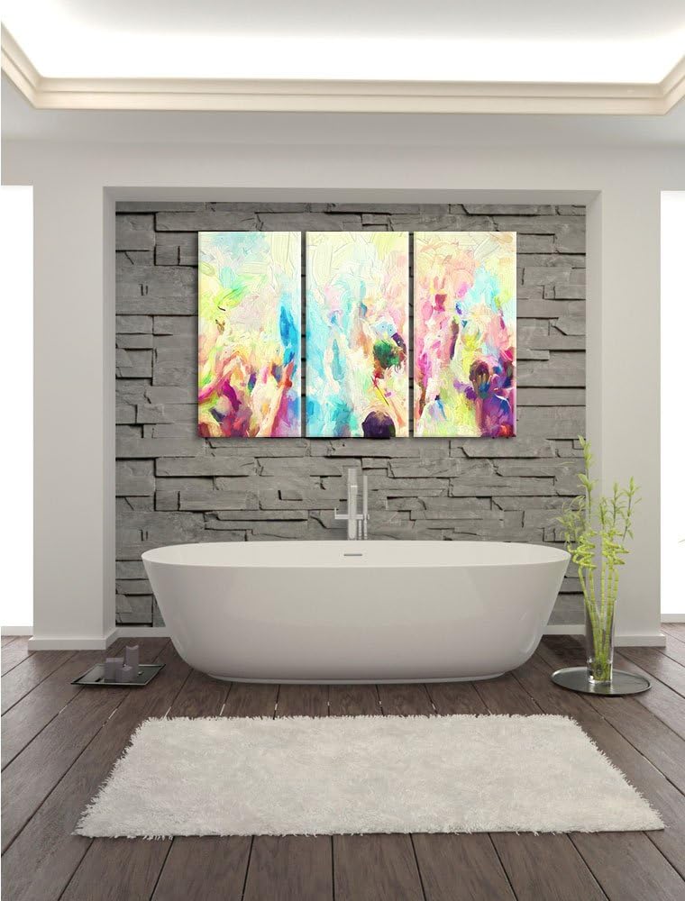 Pixxprint Farben Festival, Holi Indien Pinsel Effekt 3-Teiler Leinwandbild 120x80 Bild auf Leinwand