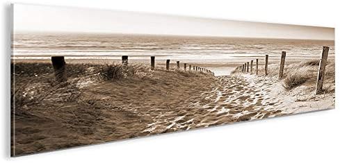 islandburner Bild Bilder auf Leinwand Weg zum Meer Sepia Nordseestrand Panorama XXL Poster Leinwandb