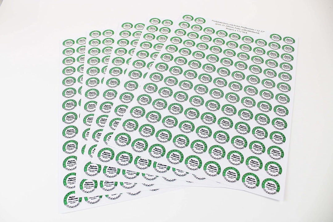 560 Prüfplaketten 20mmØ DGUV V3 "Nächster Prüftermin" 2024-2029, selbstklebend, Prüfaufkleber, E-Che