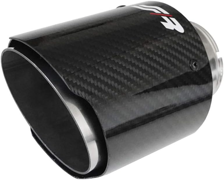 Simoni Racing Auspuffblende Rund/Schräg Glänzend-Karbon+Edelstahl - Ø102xL155mm - Anschluss 63mm