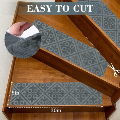 Arthome Teppich Treppenstufen Anti Rutsch Treppenteppich Teppiche 15 packen 20x76cm für Holztreppen,