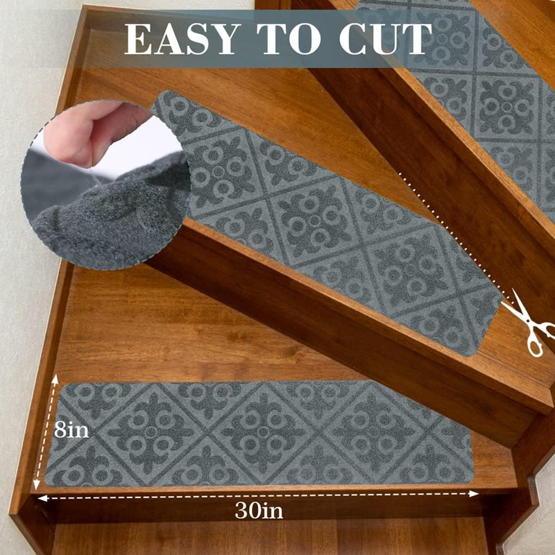 Arthome Teppich Treppenstufen Anti Rutsch Treppenteppich Teppiche 15 packen 20x76cm für Holztreppen,
