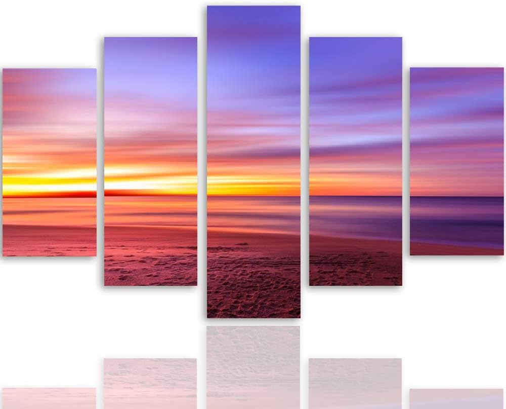 Feeby Bilder Landschaft 100x70 cm - Leinwandbild - 5 Teilig - Kunstdruck Abstrakt bunt Leinwandbild