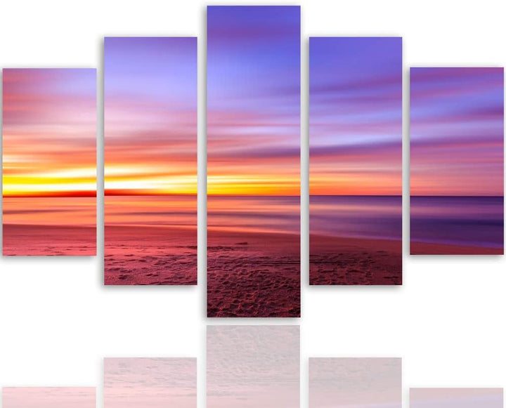 Feeby Bilder Landschaft 100x70 cm - Leinwandbild - 5 Teilig - Kunstdruck Abstrakt bunt Leinwandbild