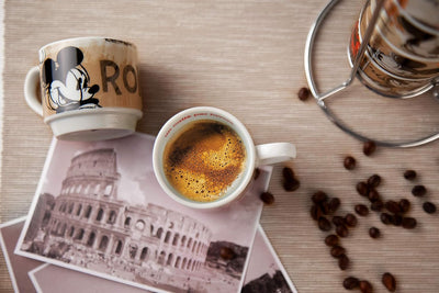 Egan, Porzellan, Set 6 Kaffeetassen Stapelbar Mickey Mouse In The City mit Mettallgestell, mehrfarbi