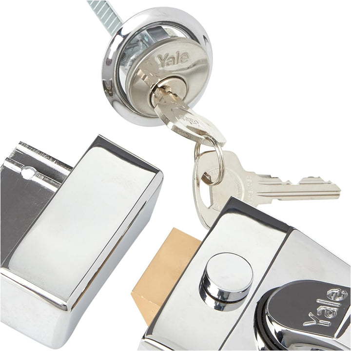 Yale Locks P85 Nachtriegelschloss, Dornmass 40 mm (Sichtverpackung), verchromt, Riegel