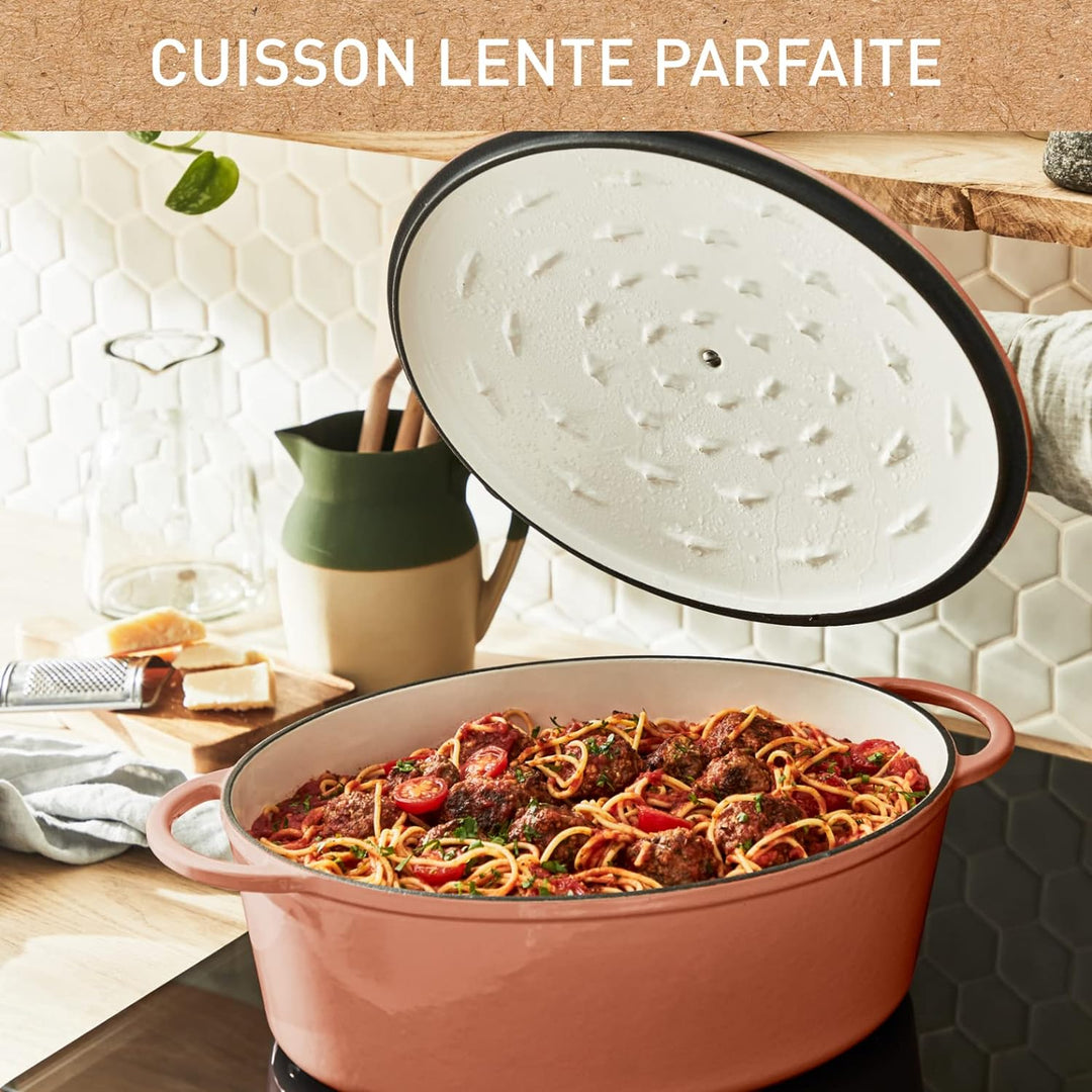 Tefal E26006 LOV Ovaler Bräter 34 cm | wiedergewonnenes Gusseisen | optimale Wärmespeicherung | für
