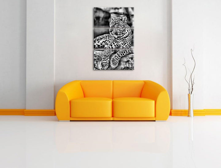 Pixxprint Majestätischer Leopard als Leinwandbild/Grösse: 3 Teilig (120x80) cm/Wandbild/Kunstdruck/f