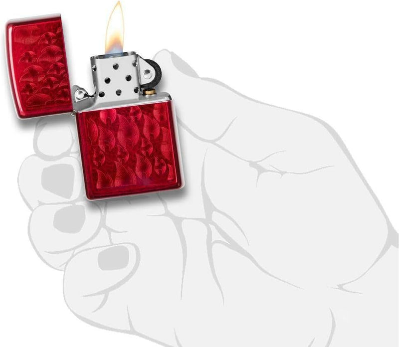 Zippo 29824 Sturmfeuerzeug mit Eisflammen-Design, Unisex, Rot, Rot