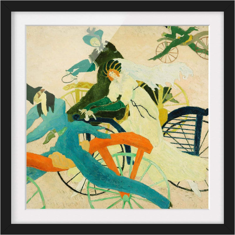 Bild mit Rahmen - Lyonel Feininger - Draisinen-Fahrer - Schwarz, 50 x 50 cm 50cm x 50cm Schwarz, 50c