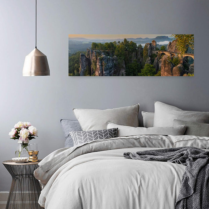 Feeby. Leinwandbild, Bilder, Wand Bild, Wandbilder, Kunstdruck 100x40 cm, BASTEI, SCHWEIZ, BERG, NAT