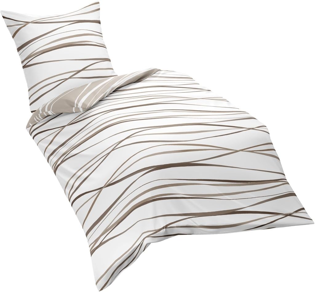 Kaeppel G-105840-46D3-VL97 Bettwäsche Motion, natur, Linon, 1 x 80/80 plus 155/220 cm 155 x 220 cm N