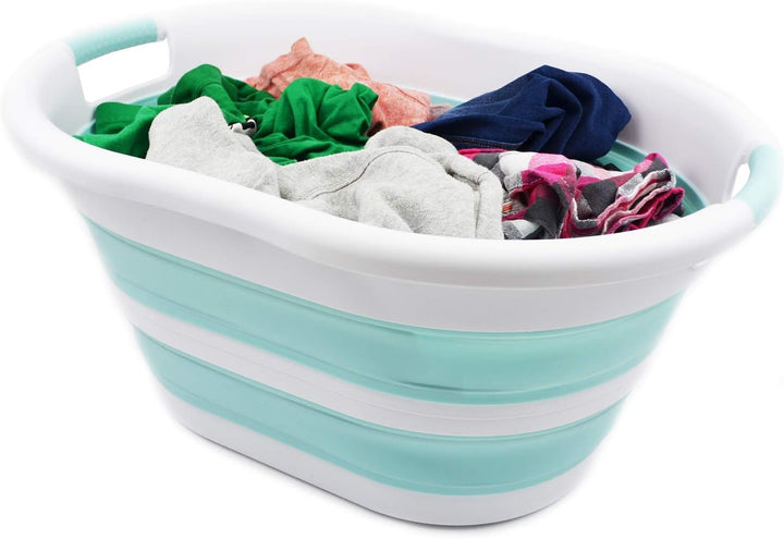 SAMMART 36L Collapsible Plastic Wäschekorb - Ovale Wanne/Korb - Faltbarer Vorratsbehälter/Organizer