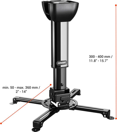 celexon neigbare Beamer-Deckenhalterung schwarz Multicel 3040Pro - 30-40cm Deckenabstand - bis 15kg